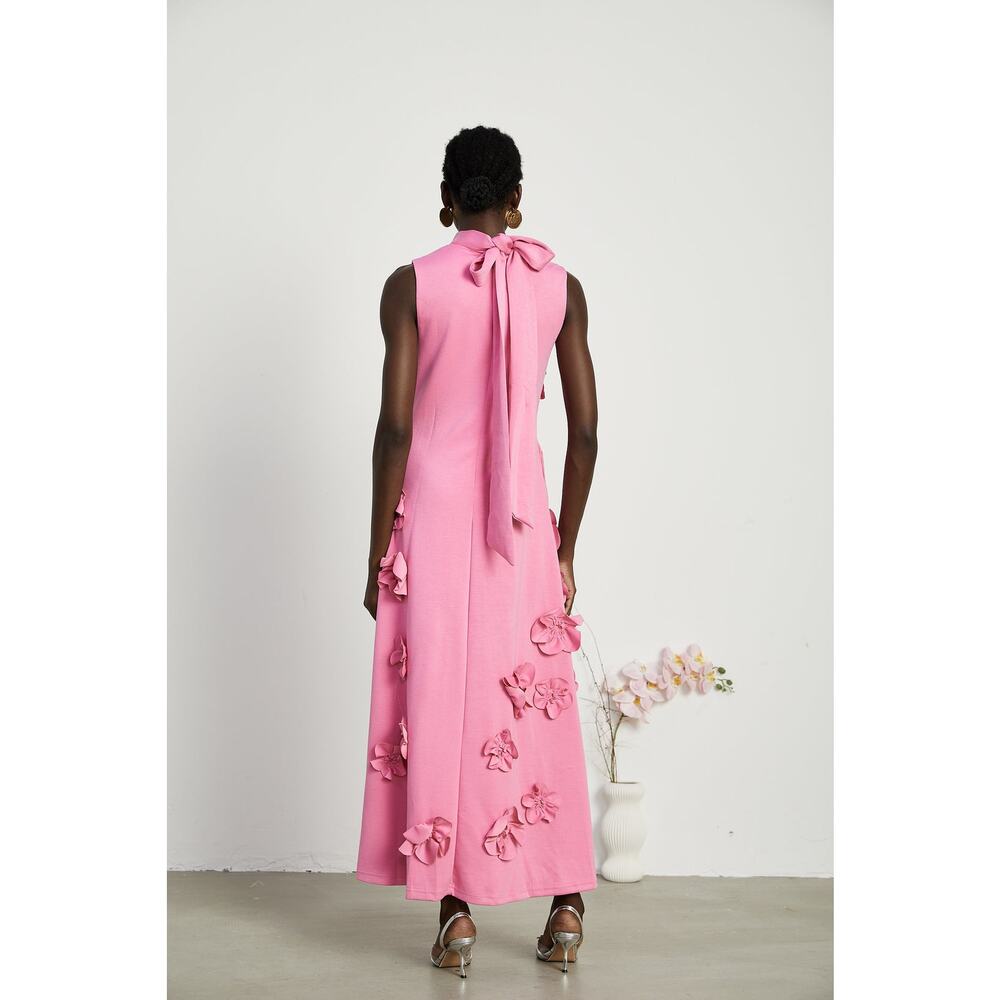 NWT Miss Rosier Magali Pink Sleeveless Maxi Dress Flower Women Size Small